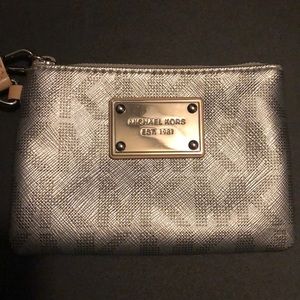 Michael Kors Silver Metallic Small Wristlet